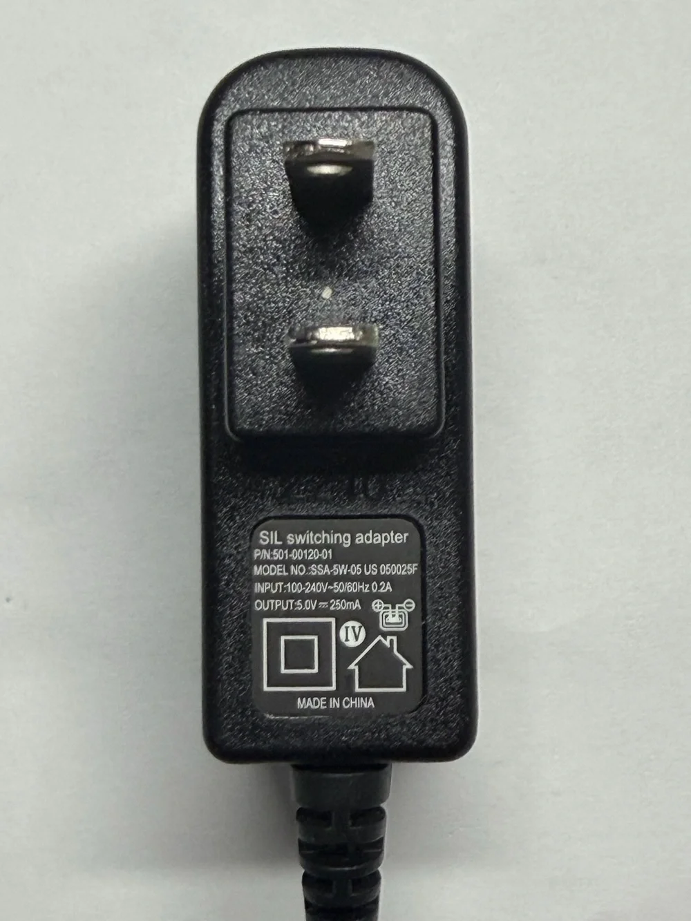 SIL SSA-5W-05 US 5V 250mA Micro USB Power Adapter Charger